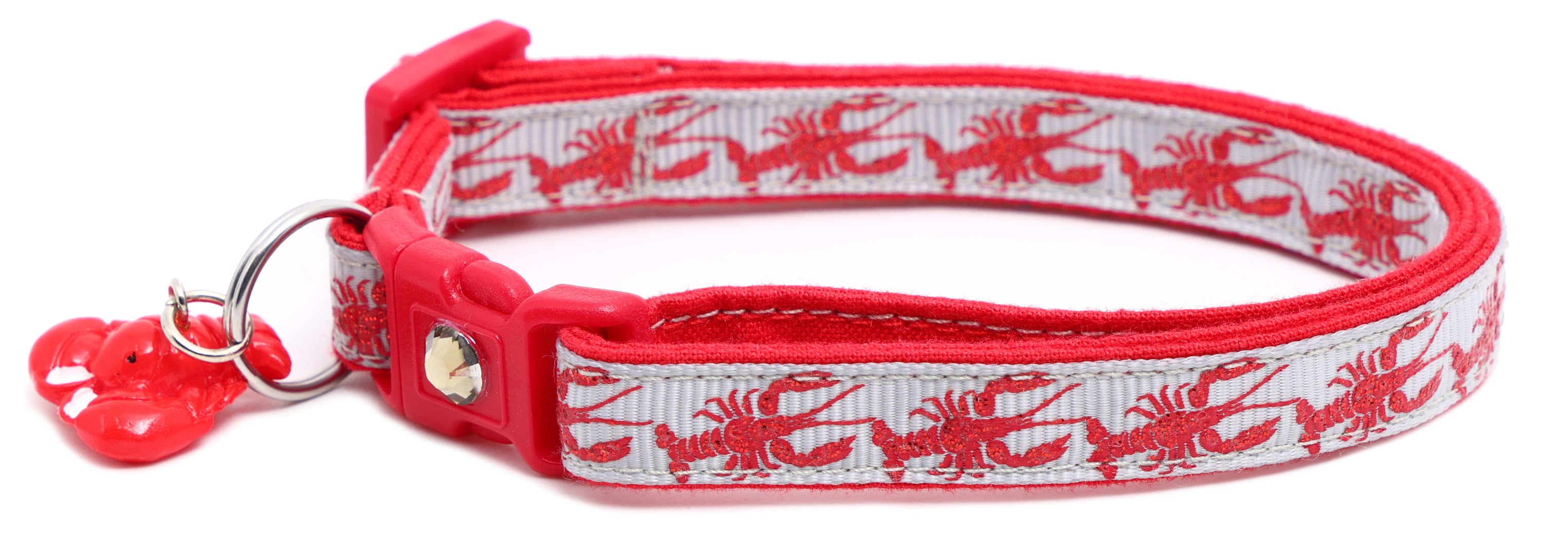 Lobster Breakaway Cat Collar made of reinforced cotton, featuring a breakaway clip and customizable options.